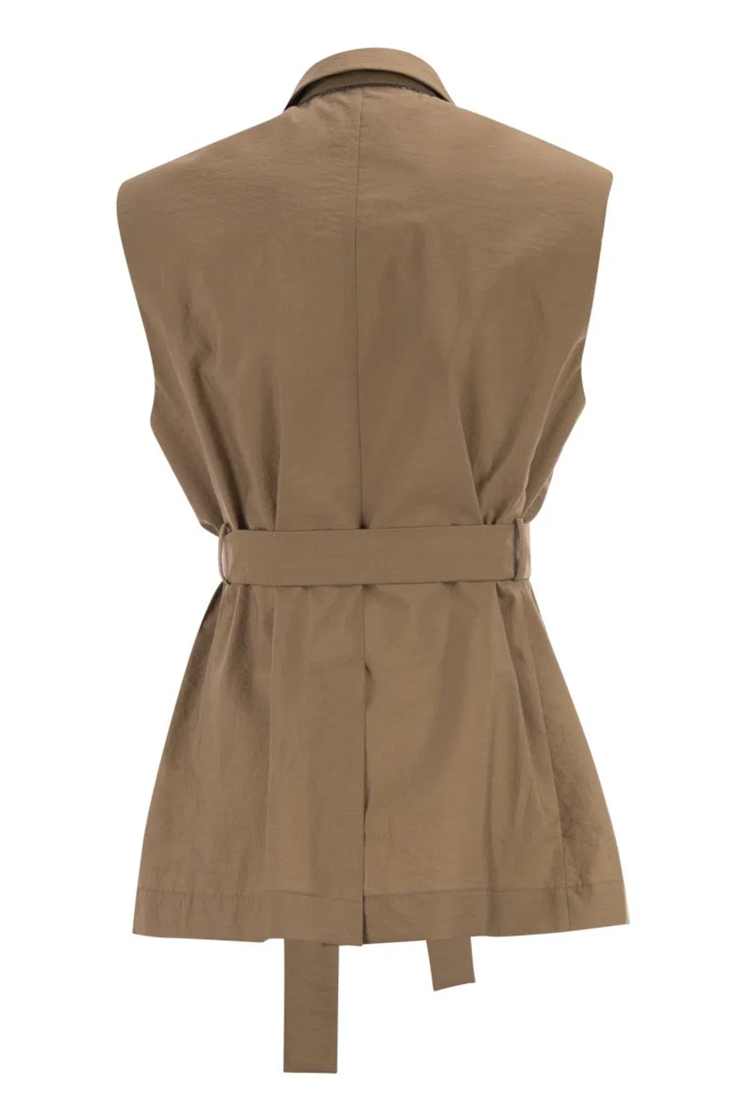 Brunello Cucinelli Techno Cotton Poplin Waistcoat With Belt
