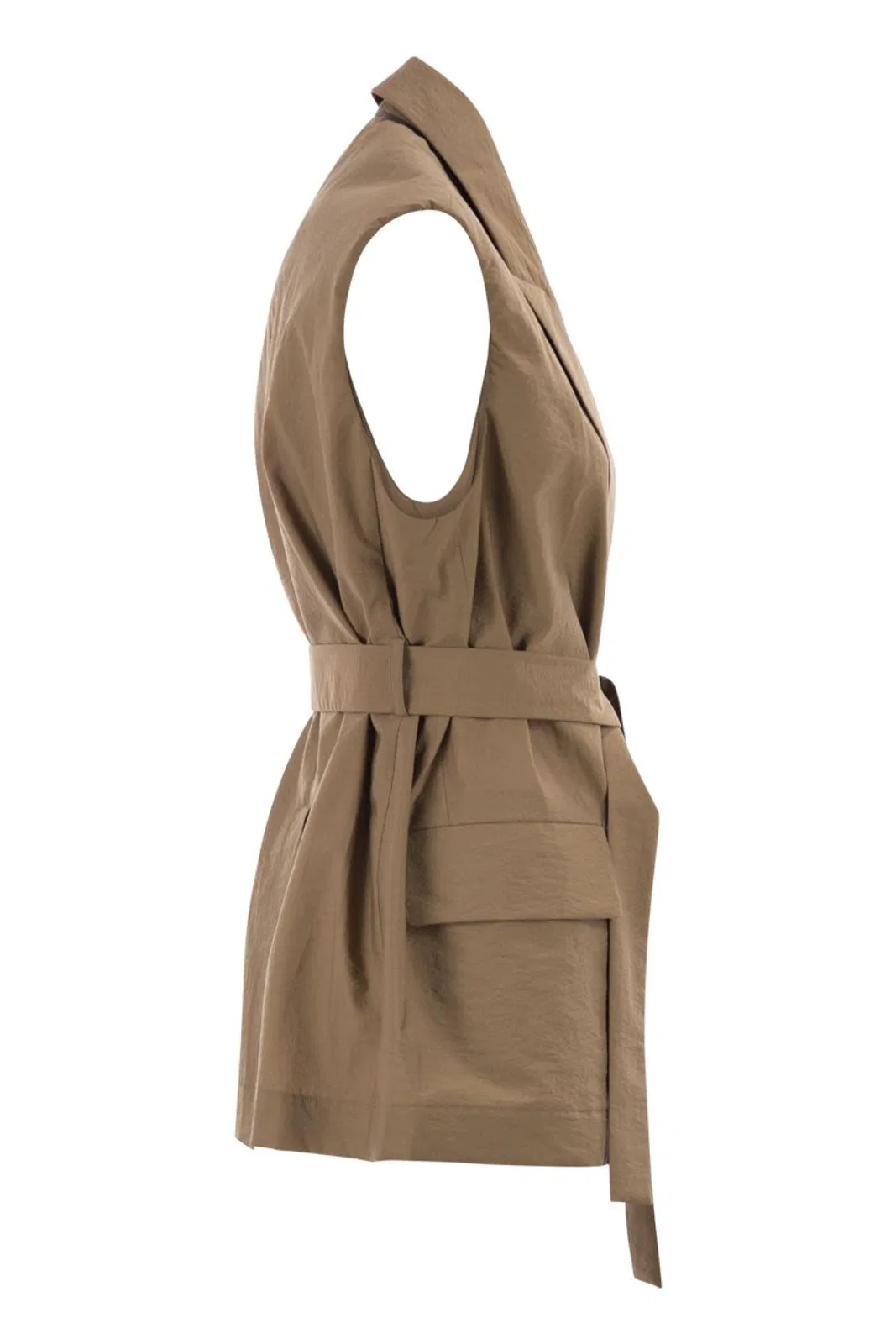 Brunello Cucinelli Techno Cotton Poplin Waistcoat With Belt