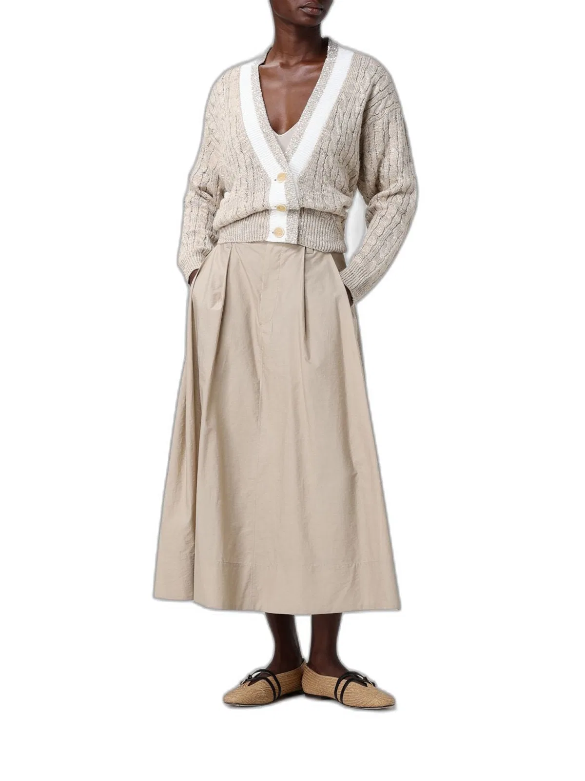 Brunello Cucinelli Sartorial Skirt In Techno Cotton Poplin