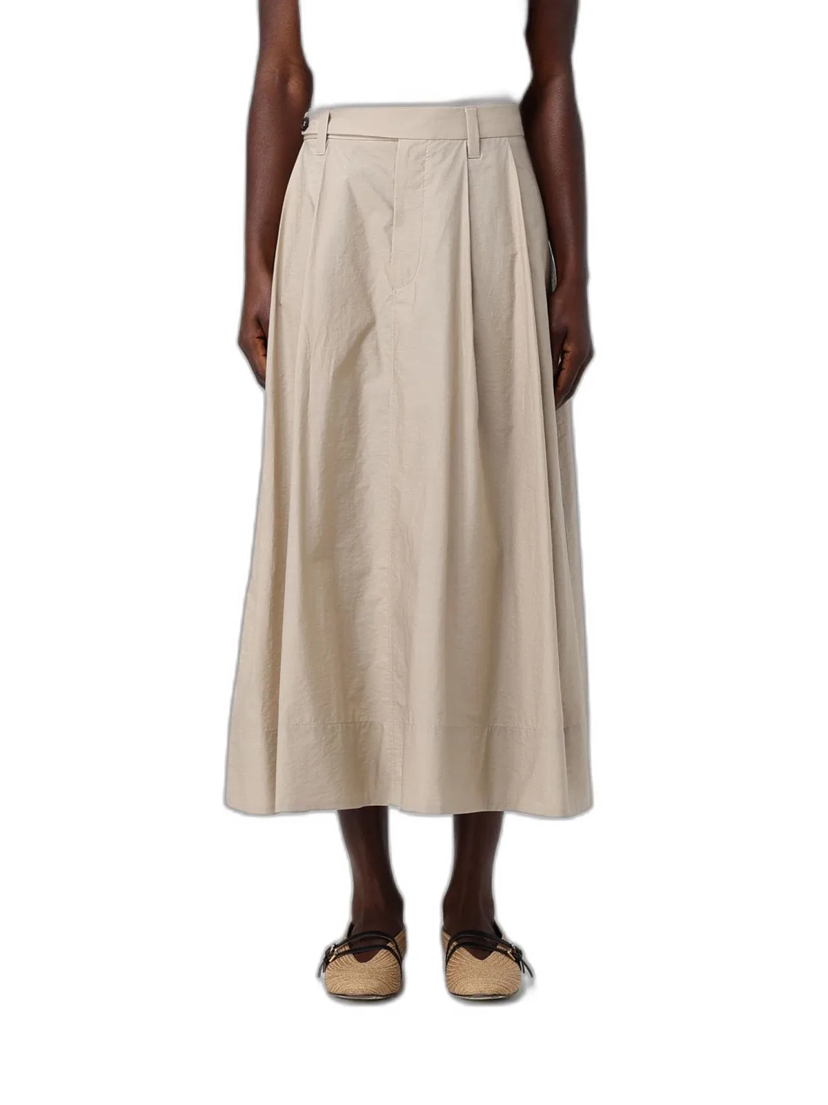 Brunello Cucinelli Sartorial Skirt In Techno Cotton Poplin 