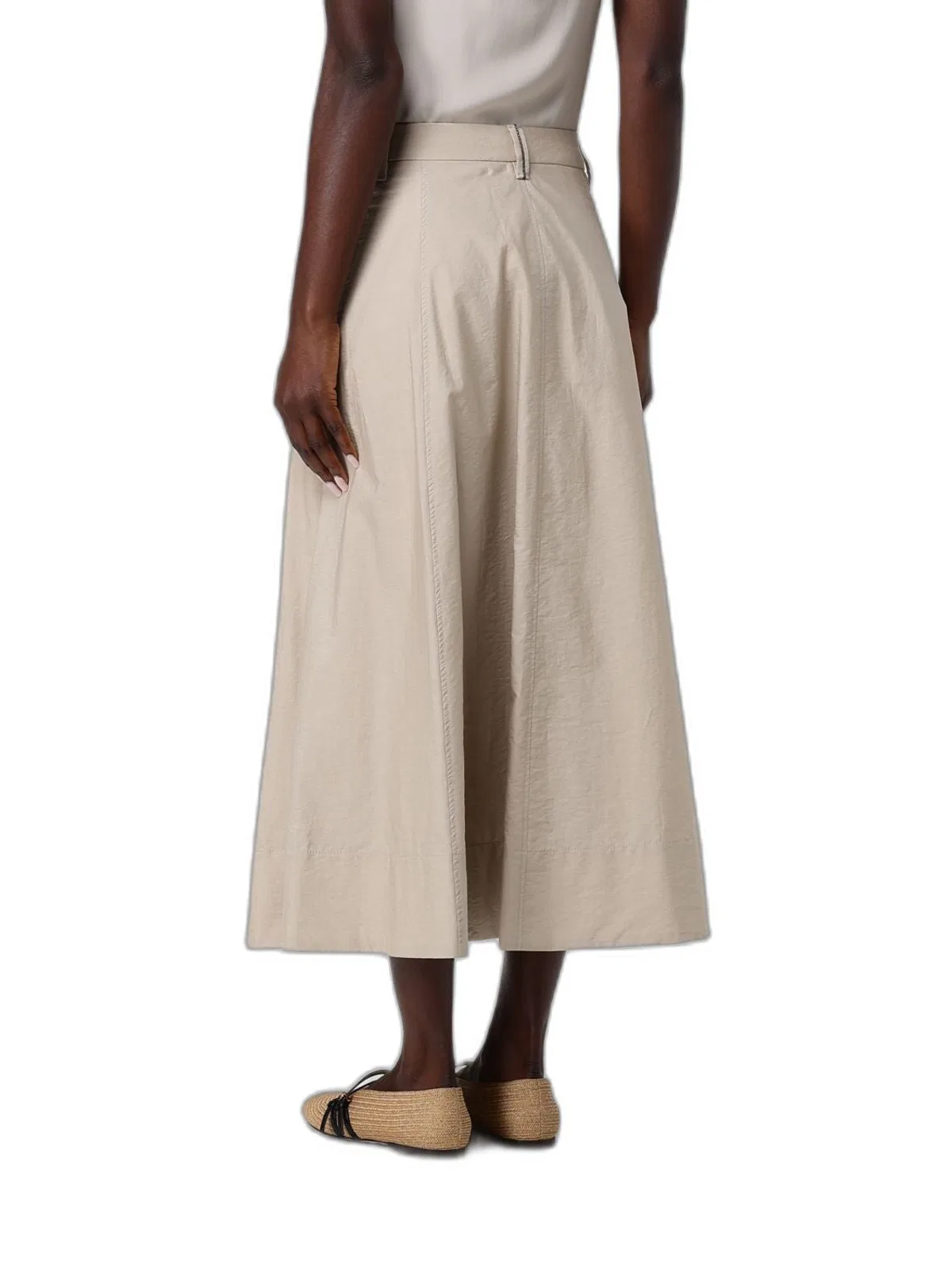 Brunello Cucinelli Sartorial Skirt In Techno Cotton Poplin
