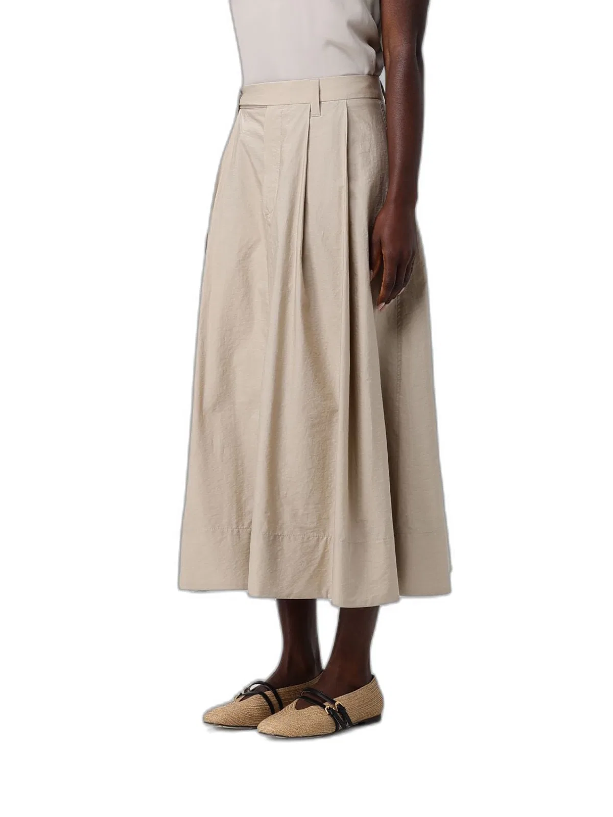 Brunello Cucinelli Sartorial Skirt In Techno Cotton Poplin