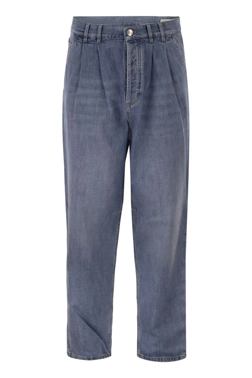 Brunello Cucinelli Baggy Jeans In Cotton Denim With Double 