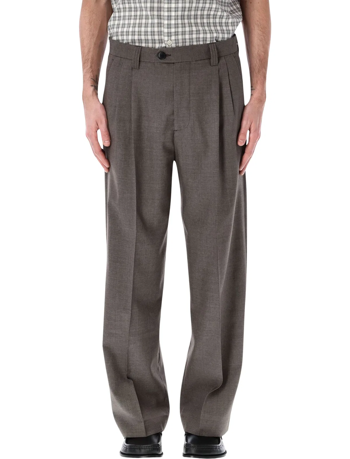 Mfpen Classic Light Taupe Wide Straight Wool T