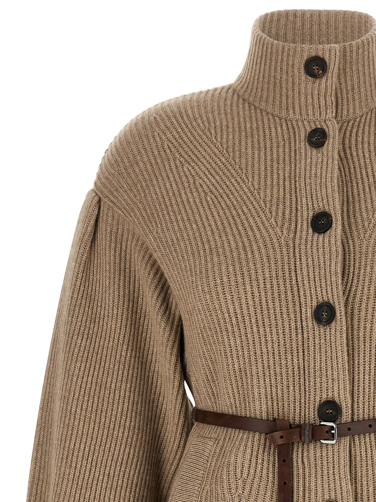 Brunello Cucinelli English Half-Ribbed Cardigan