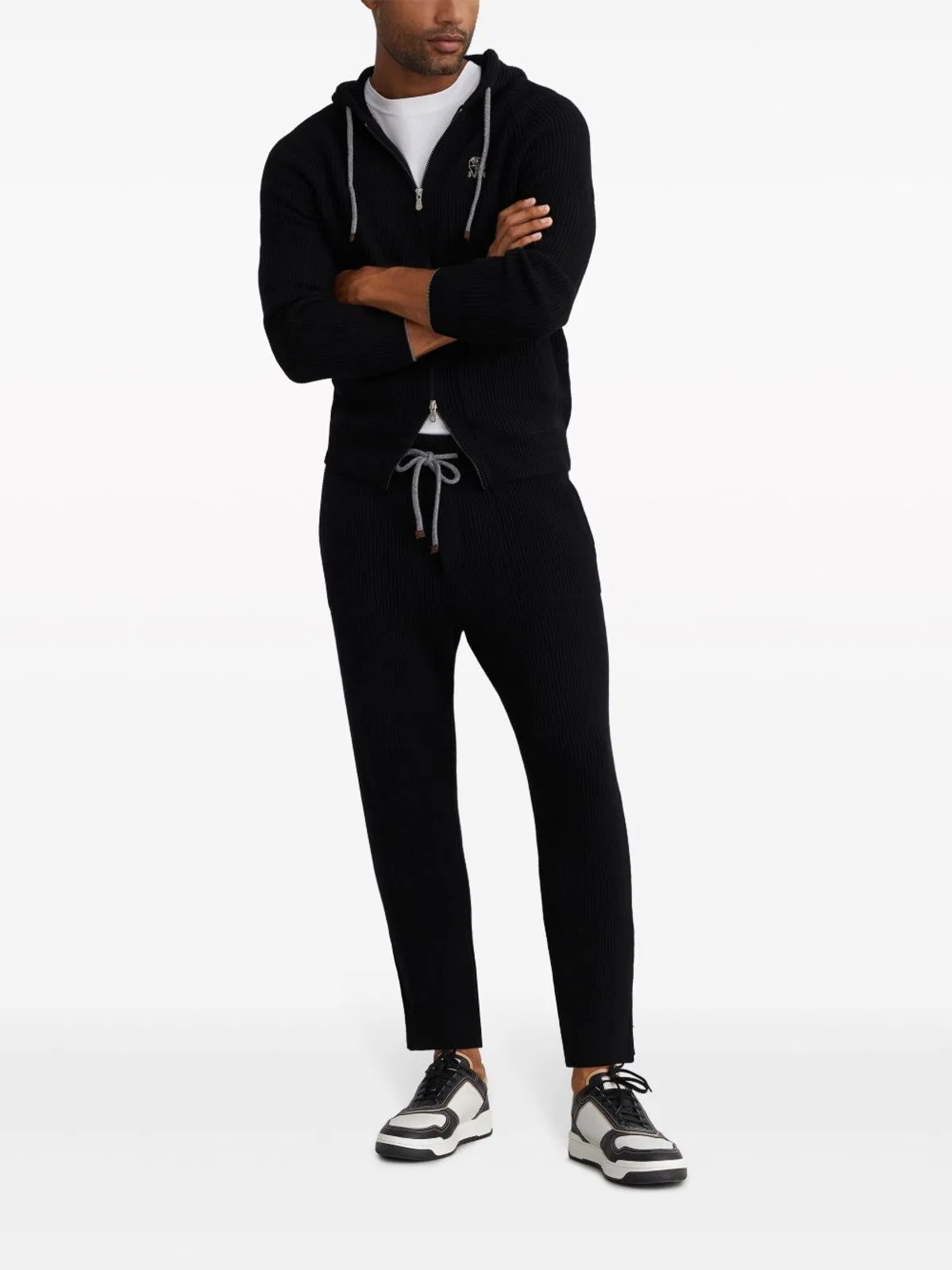 Brunello Cucinelli Black Brunello Cucinelli Mens Ribbed-Kni