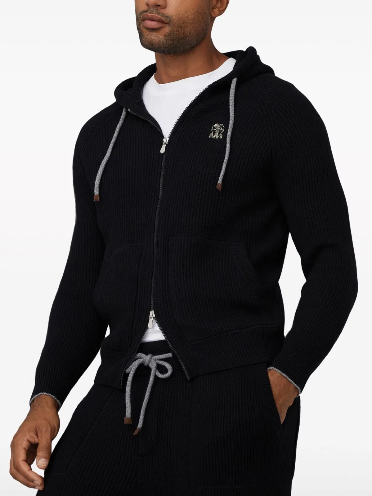 Brunello Cucinelli Black Brunello Cucinelli Mens Ribbed-Kni