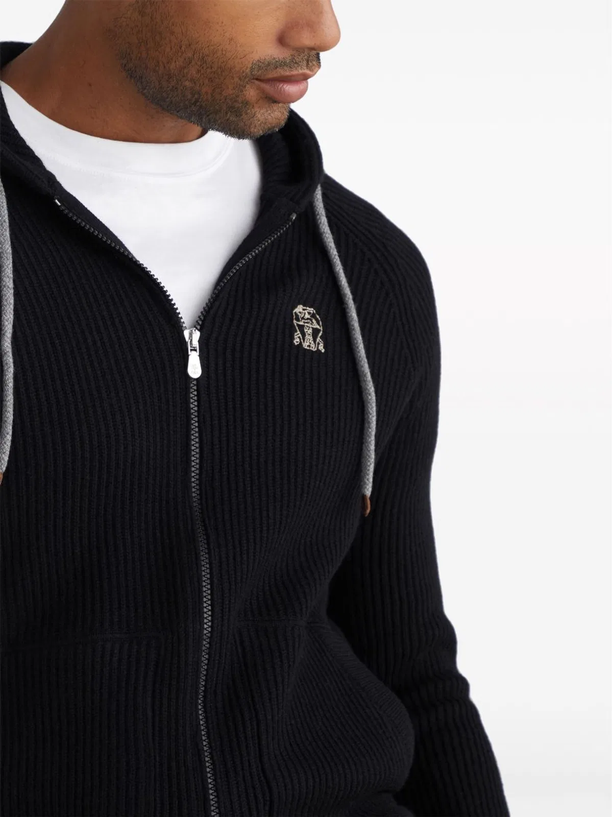 Brunello Cucinelli Black Brunello Cucinelli Mens Ribbed-Kni