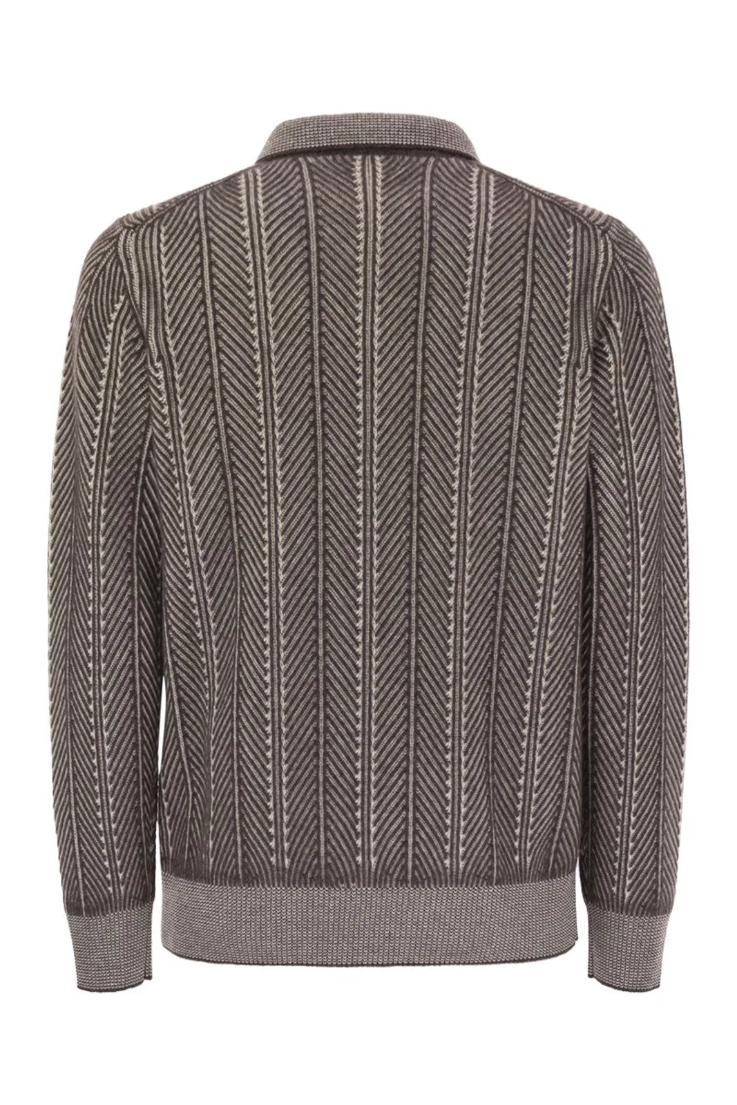 Brunello Cucinelli Vanisé Chevron Cashmere Sweater With Pol
