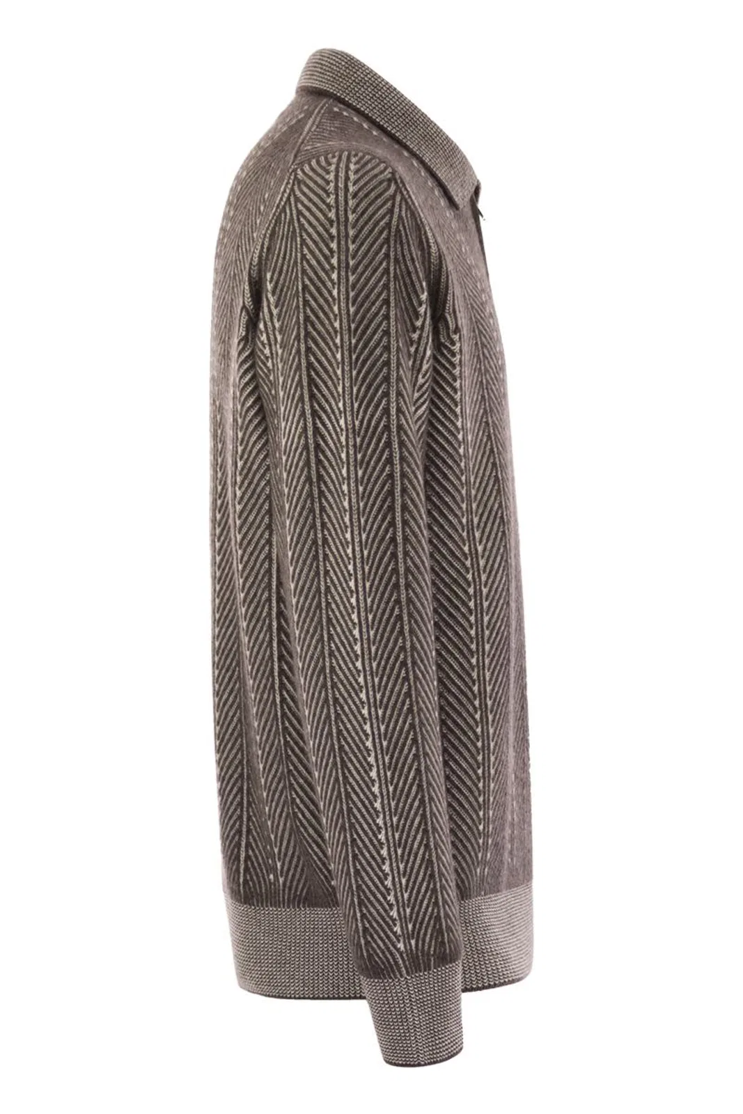 Brunello Cucinelli Vanisé Chevron Cashmere Sweater With Pol