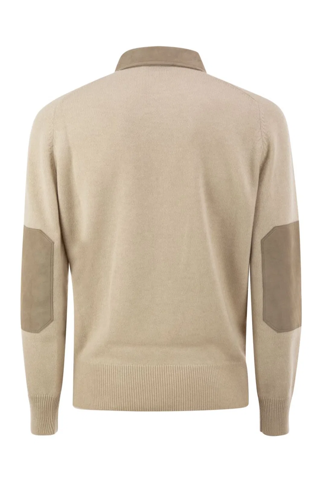 Brunello Cucinelli Pure Cashmere Polo Jumper With Leather D