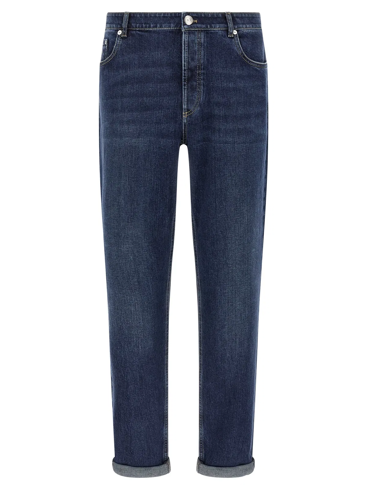 Brunello Cucinelli Logo Embroidery Stretch Jeans