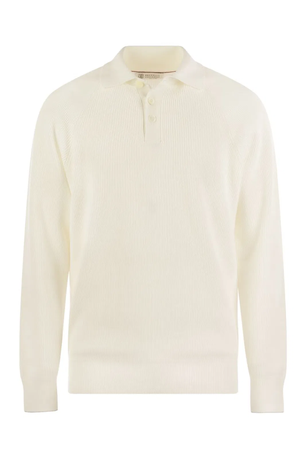 Brunello Cucinelli Cotton Rib Knit Polo Shirt With Long Rag