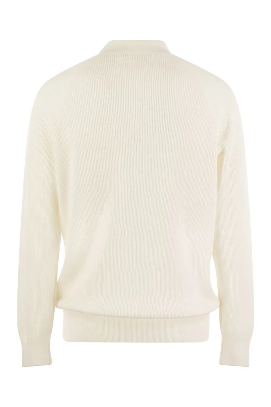 Brunello Cucinelli Cotton Rib Knit Polo Shirt With Long Rag