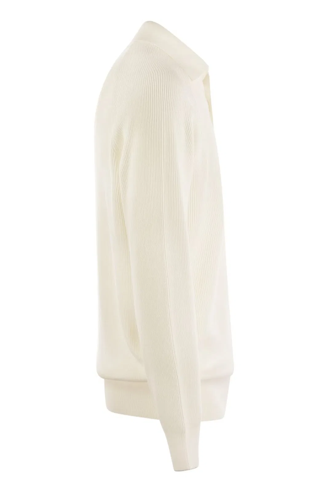 Brunello Cucinelli Cotton Rib Knit Polo Shirt With Long Rag