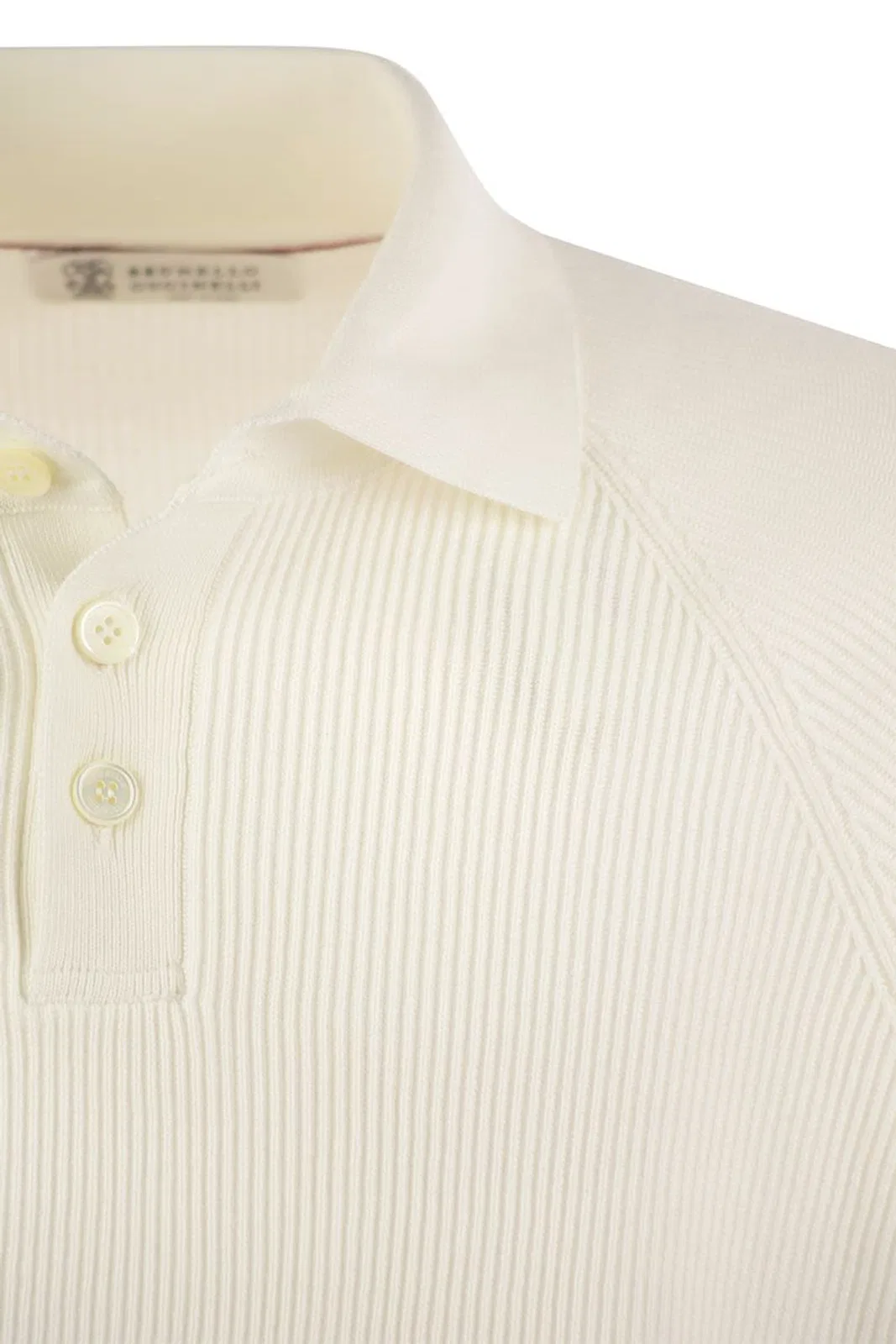 Brunello Cucinelli Cotton Rib Knit Polo Shirt With Long Rag