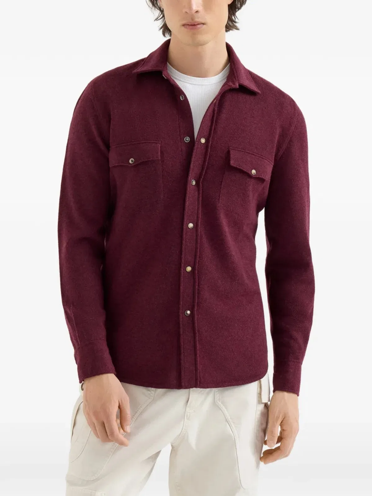 Brunello Cucinelli Virgin Wool, Cashmere And Silk Knit Shir