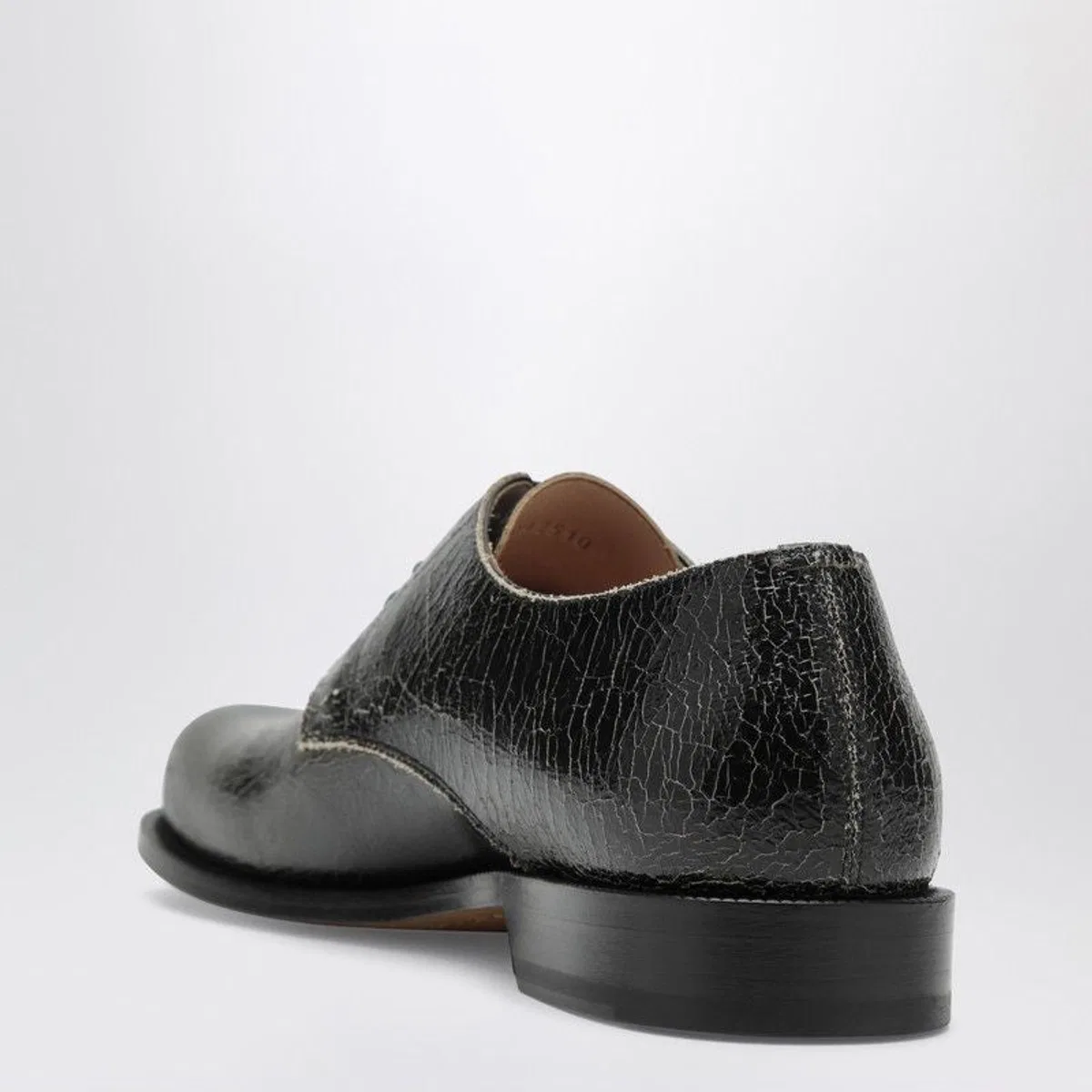 Loewe Campo Derby In Black Crackled Calfskin