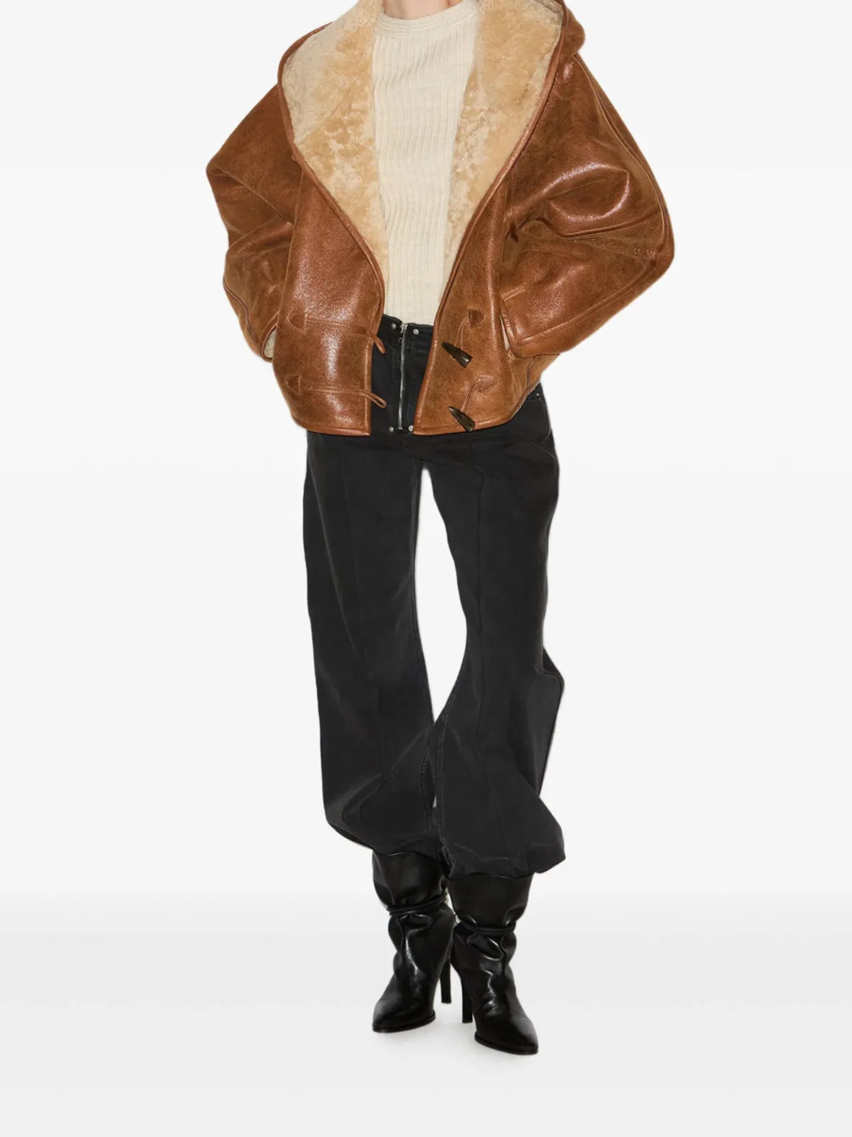 Isabel Marant Amiel Hooded Shearling Short Coat In Cog