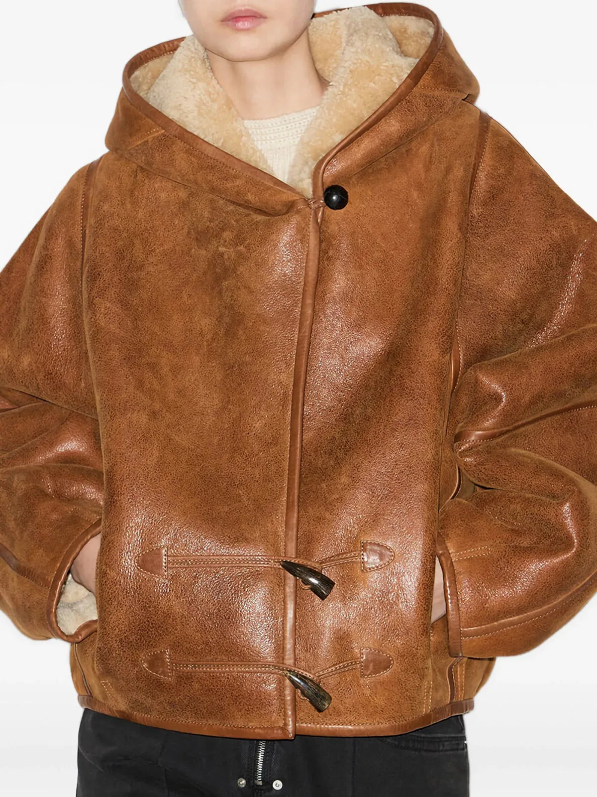 Isabel Marant Amiel Hooded Shearling Short Coat In Cog