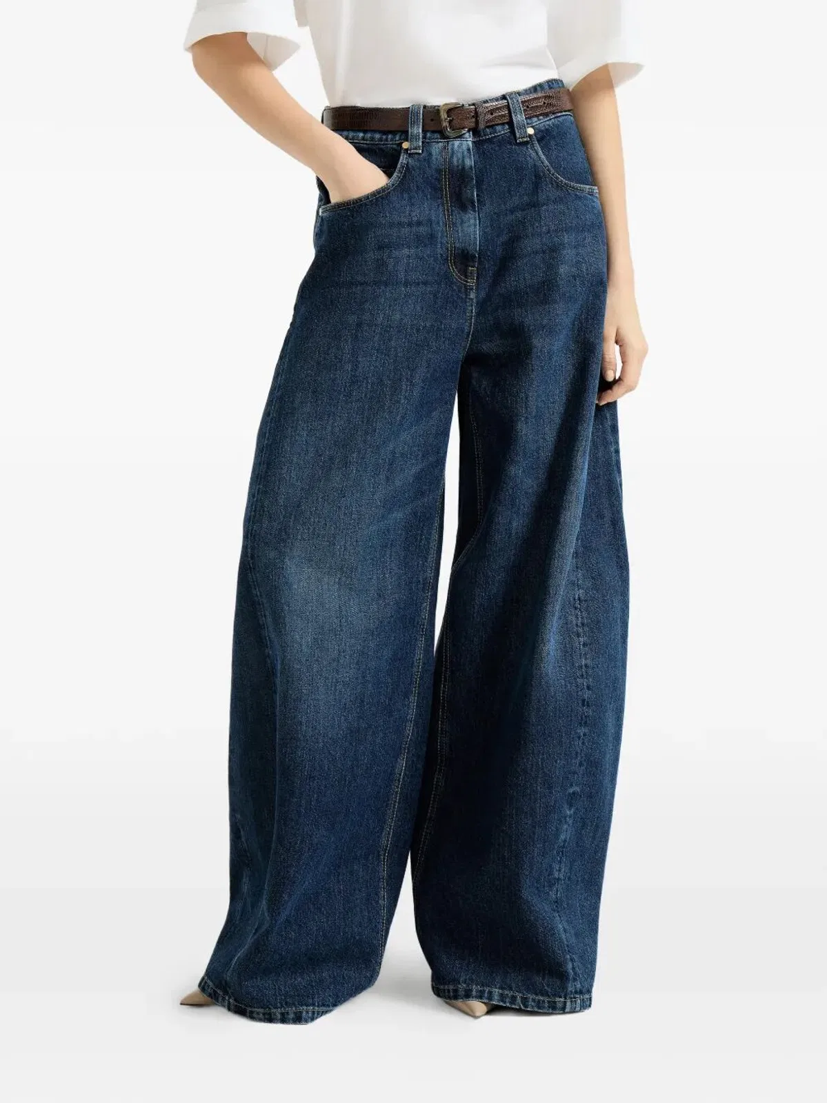 Brunello Cucinelli Wide-Leg Cotton Denim Jeans