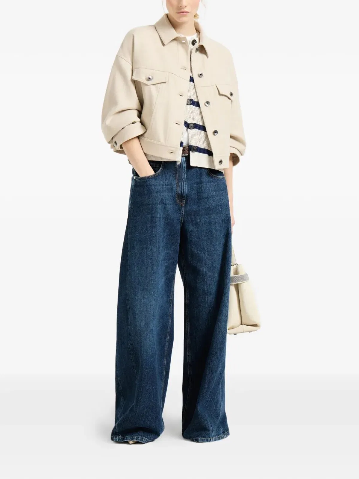 Brunello Cucinelli Wide-Leg Cotton Denim Jeans