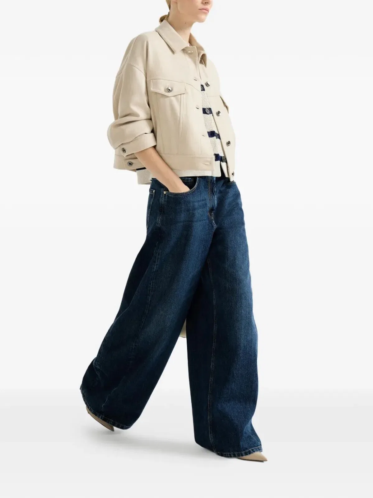 Brunello Cucinelli Wide-Leg Cotton Denim Jeans