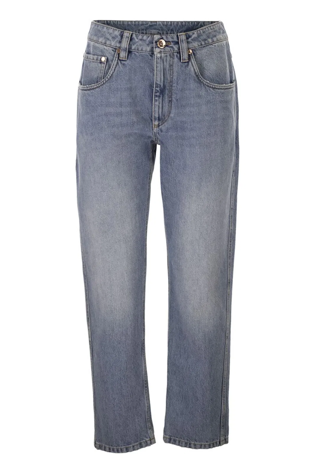 Brunello Cucinelli Straight Trousers In Authentic Denim Wit