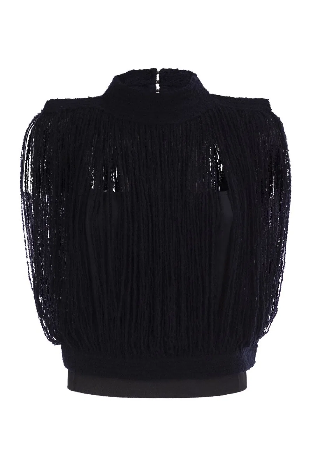 Fabiana Filippi Fringed Top In Virgin Wool, Silk And Cas