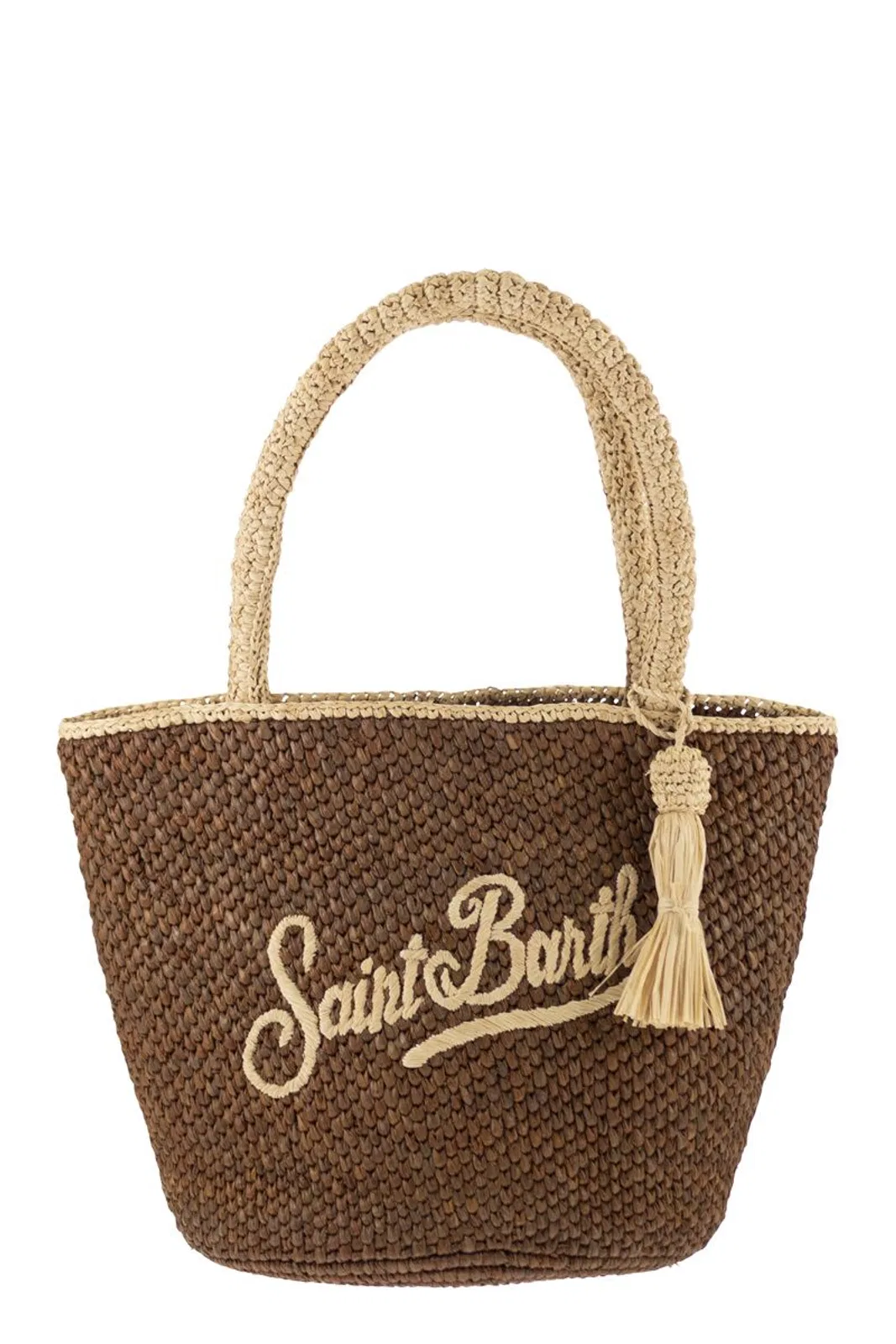 Mc2 Saint Barth Woven Raffia Tote Bag With Embroidered L
