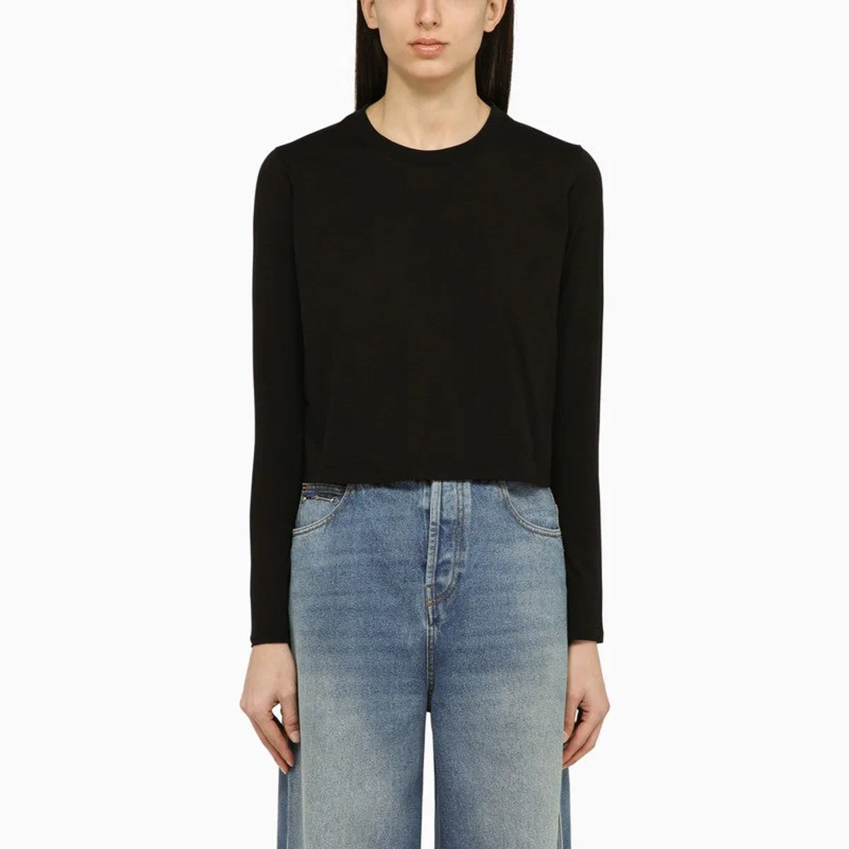 Loulou Studio Black Cotton Crew-Neck T-Shirt