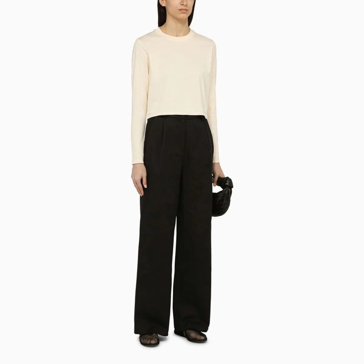 Loulou Studio Ivory Cotton Crew-Neck Jumper