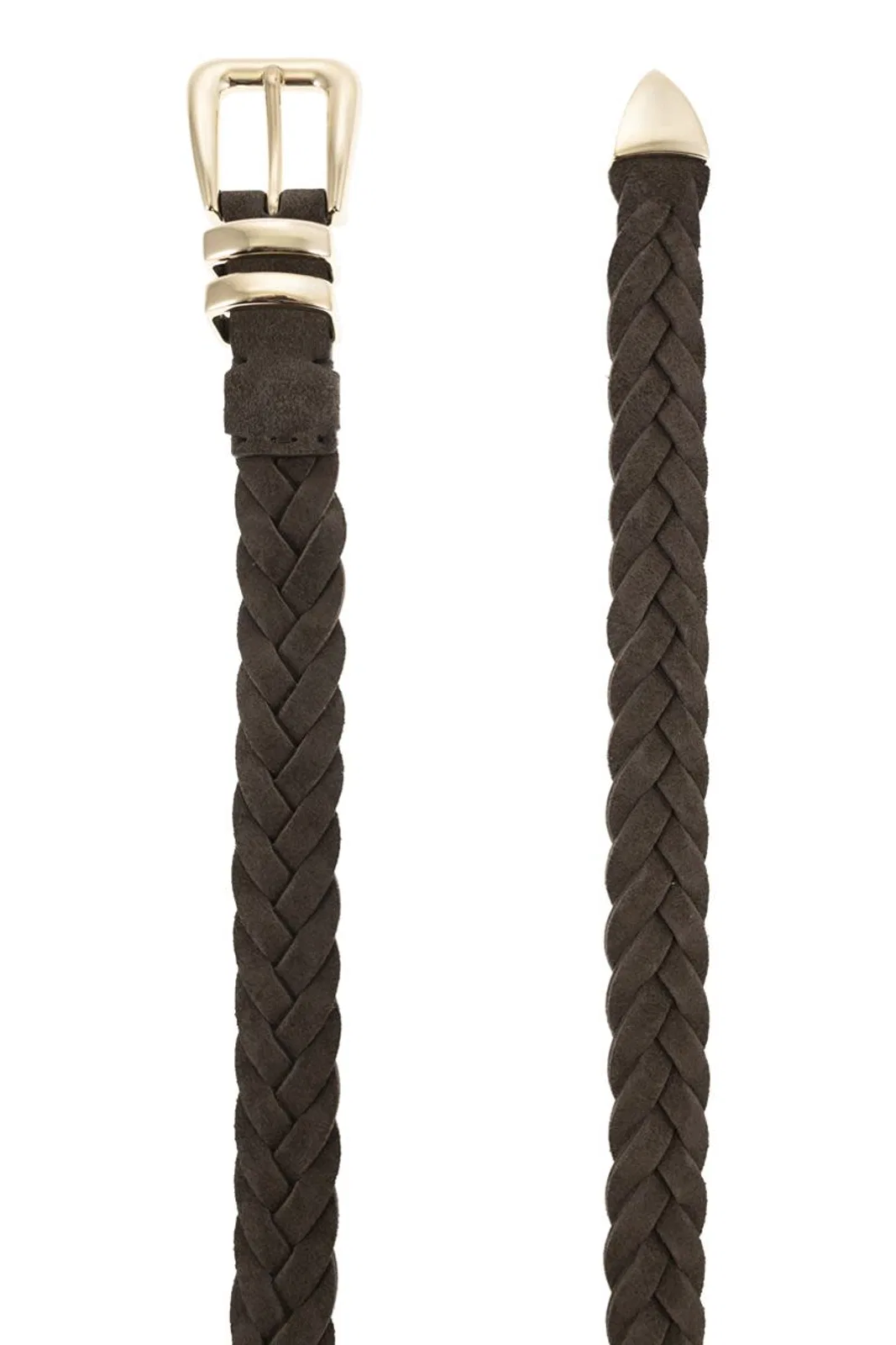 Brunello Cucinelli Reversed Calfskin Belt With Braided Tip