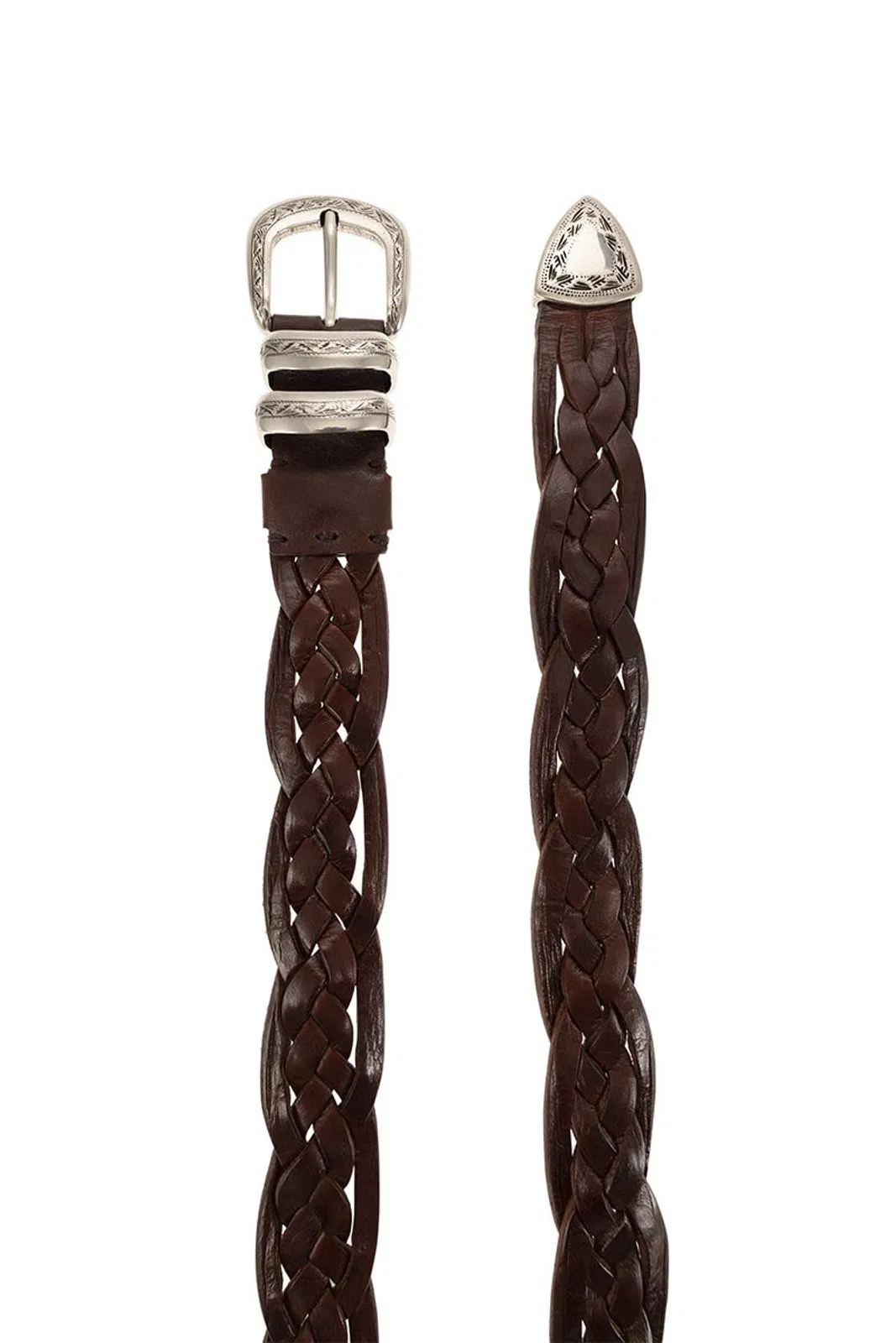 Brunello Cucinelli Braided Calfskin Belt With Detailed Buck