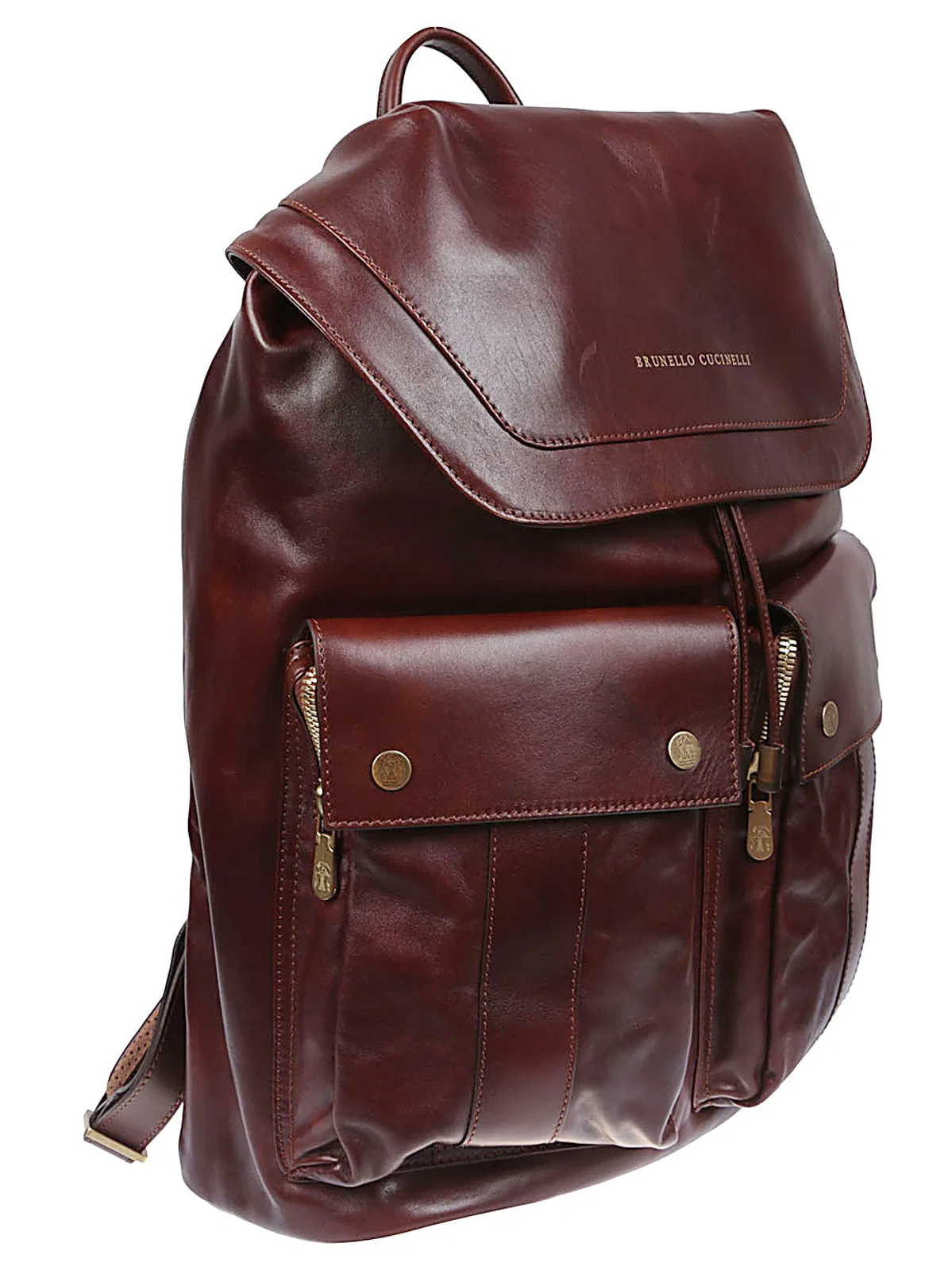 Brunello Cucinelli Leather Backpack With Utility Pockets