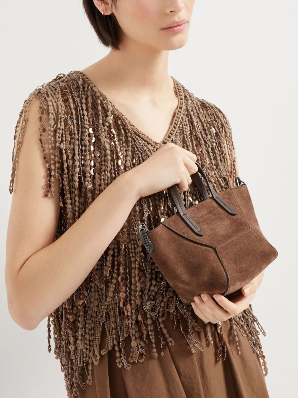Brunello Cucinelli Brown Calf Leather Bag