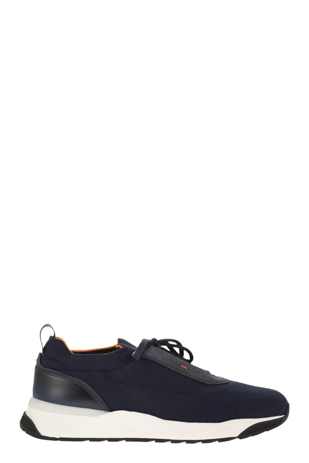Santoni Textile And Leather Trainers With Raised