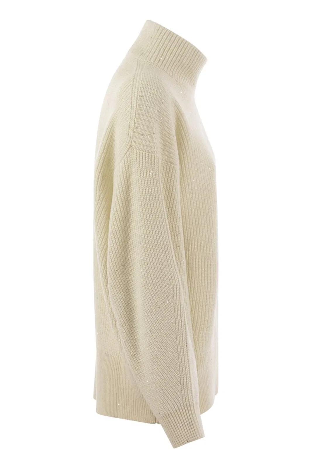 Brunello Cucinelli Wool And Cashmere Rib Sweater With Sequi
