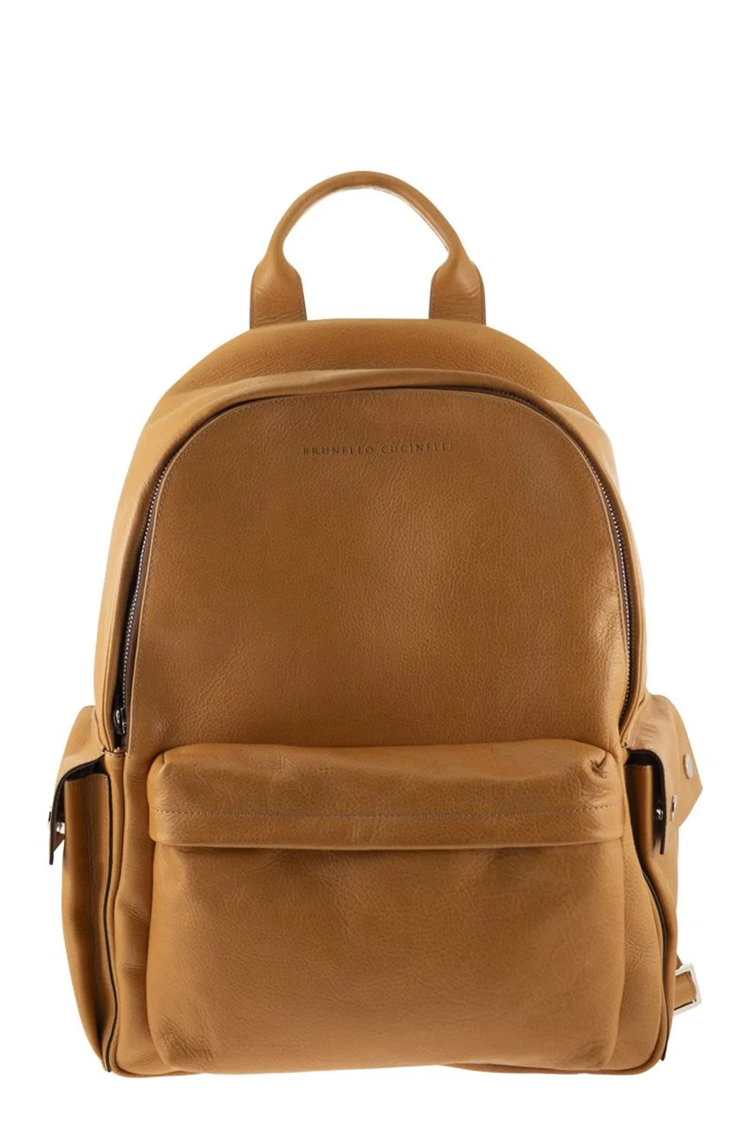 Brunello Cucinelli Grained Leather Backpack With Patch Pock