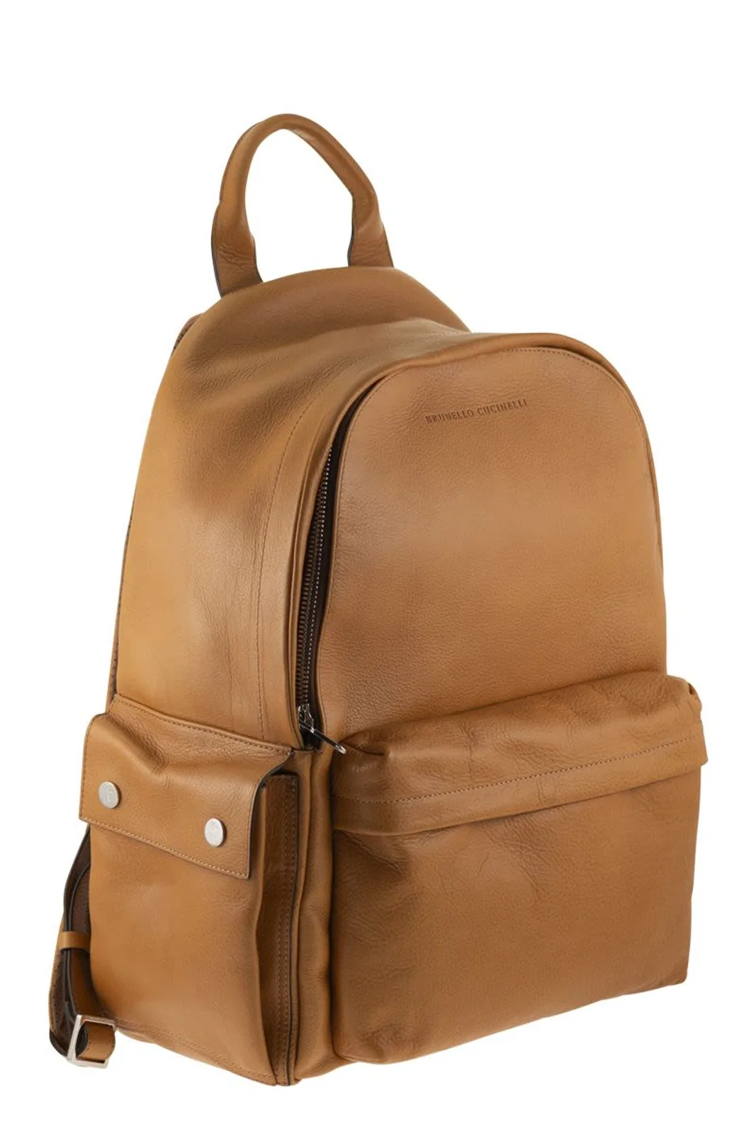 Brunello Cucinelli Grained Leather Backpack With Patch Pock