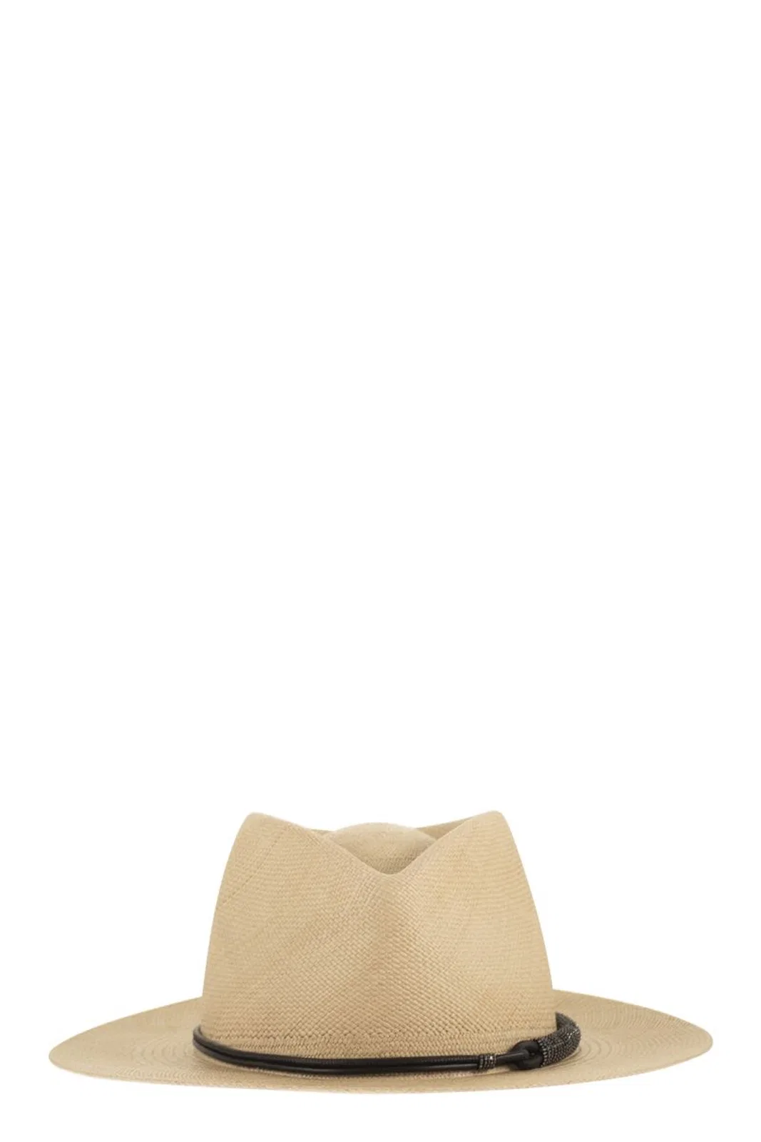 Brunello Cucinelli Straw Fedora With Precious Leather Band