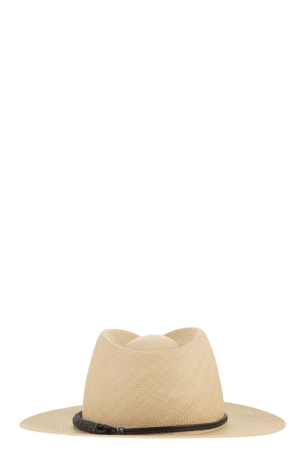 Brunello Cucinelli Straw Fedora With Precious Leather Band