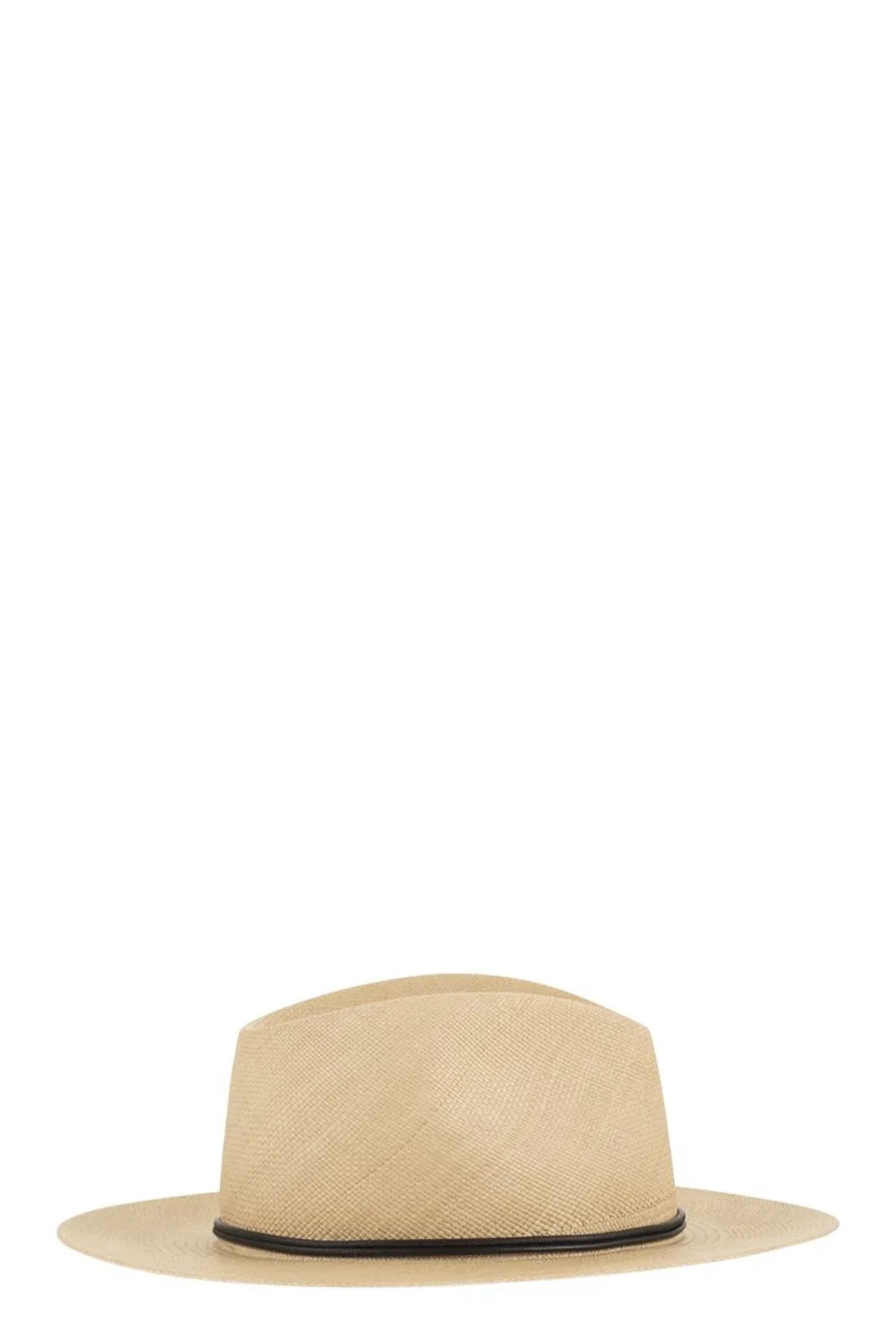 Brunello Cucinelli Straw Fedora With Precious Leather Band