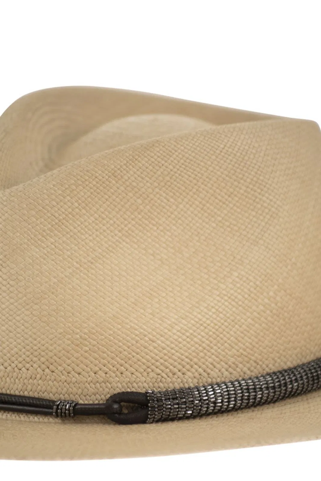Brunello Cucinelli Straw Fedora With Precious Leather Band