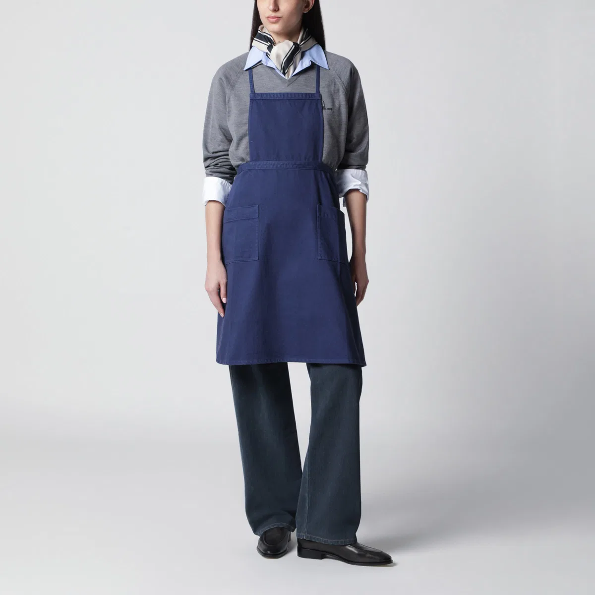 Miu Miu Garment-Dyed Patch-Pocket Apron