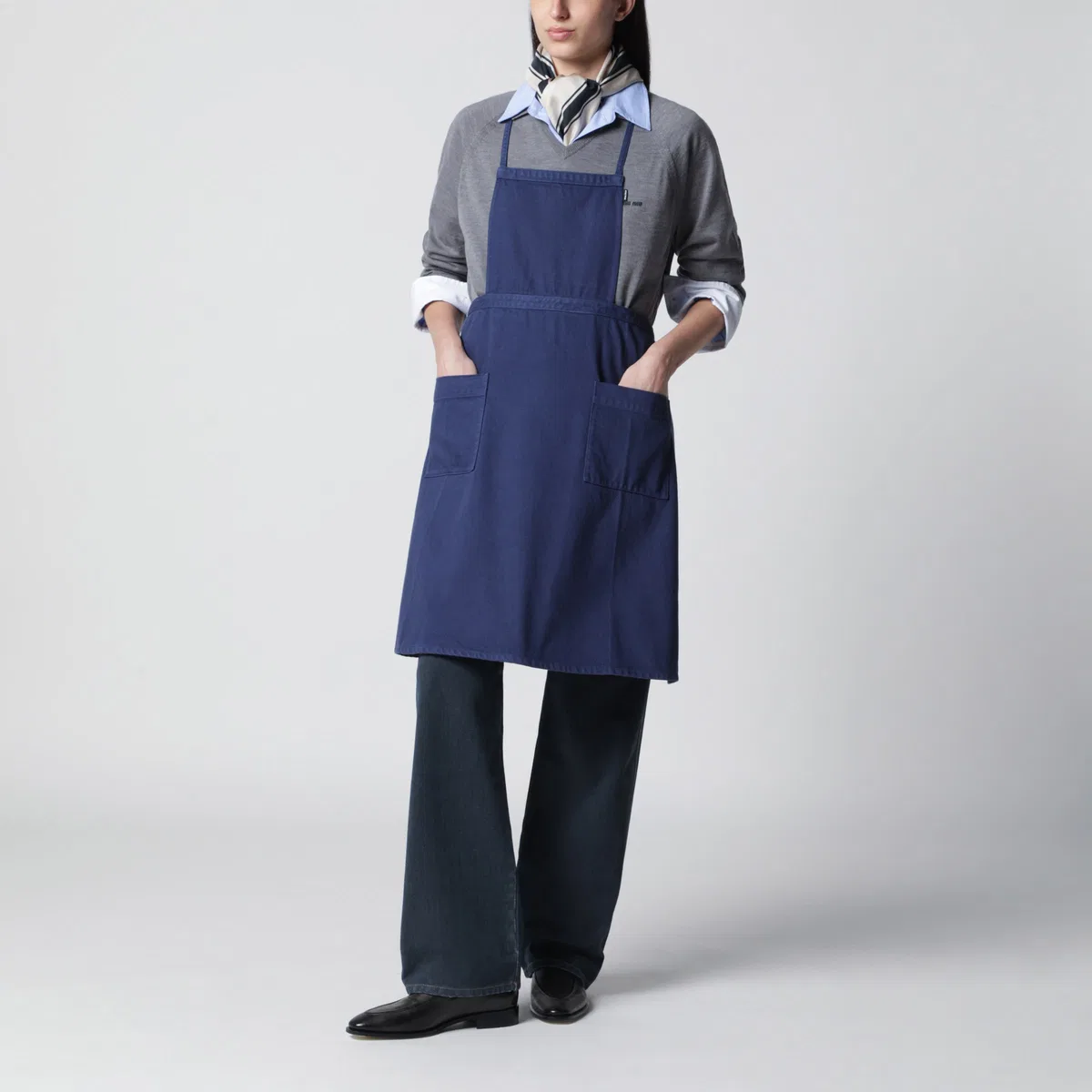 Miu Miu Garment-Dyed Patch-Pocket Apron