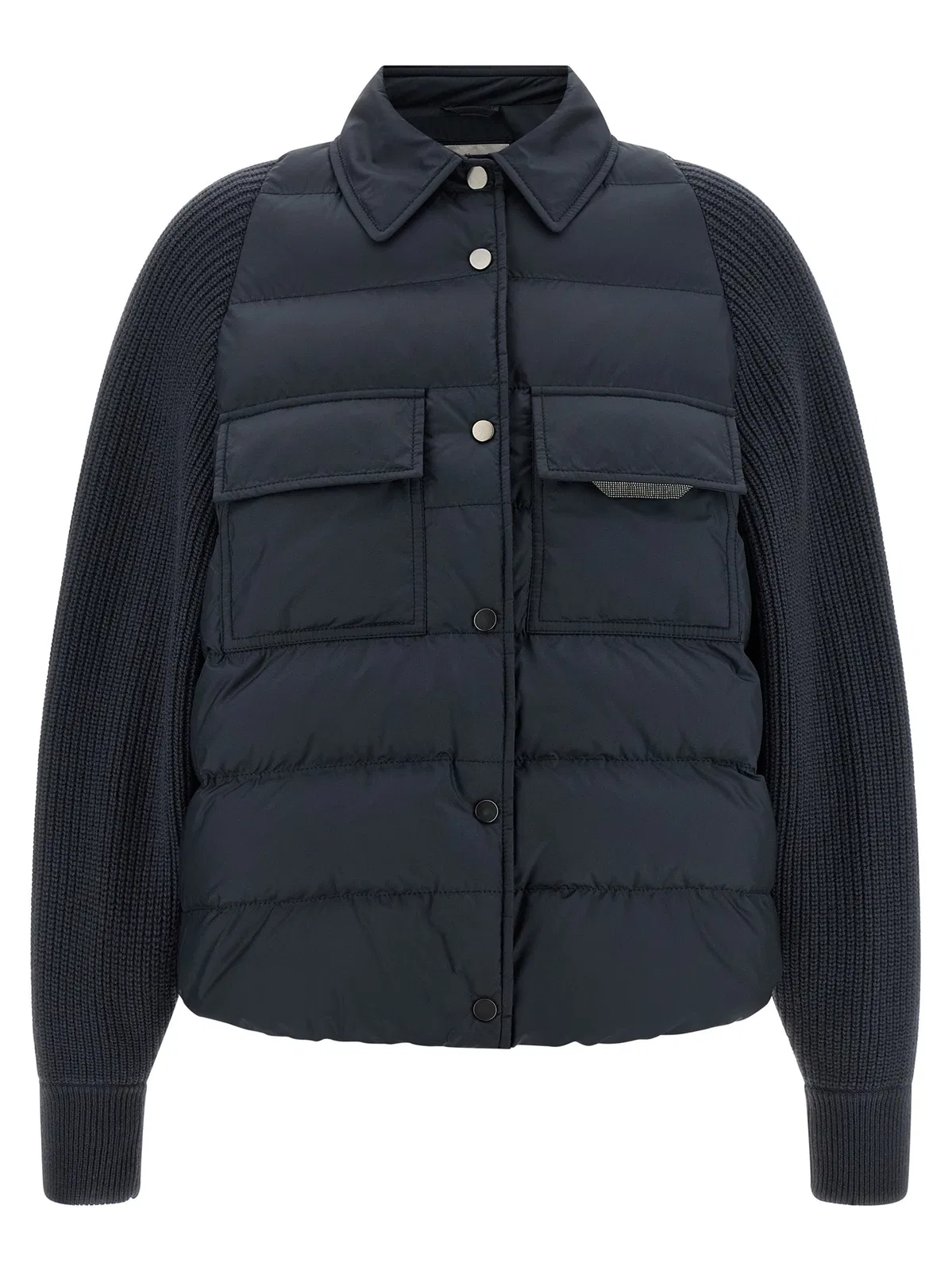 Brunello Cucinelli 'Shiny Flap Detail' Down Jacket