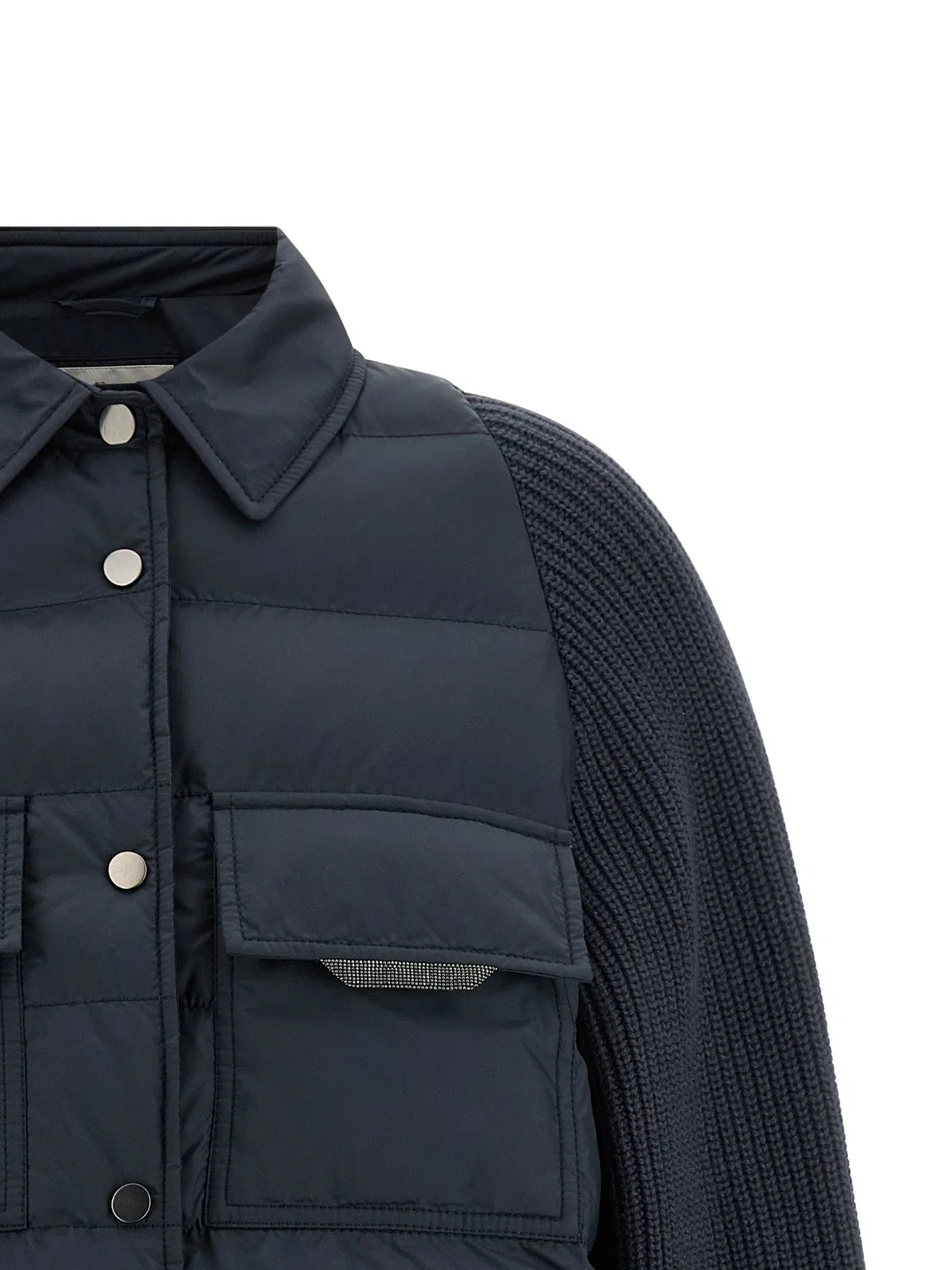 Brunello Cucinelli 'Shiny Flap Detail' Down Jacket