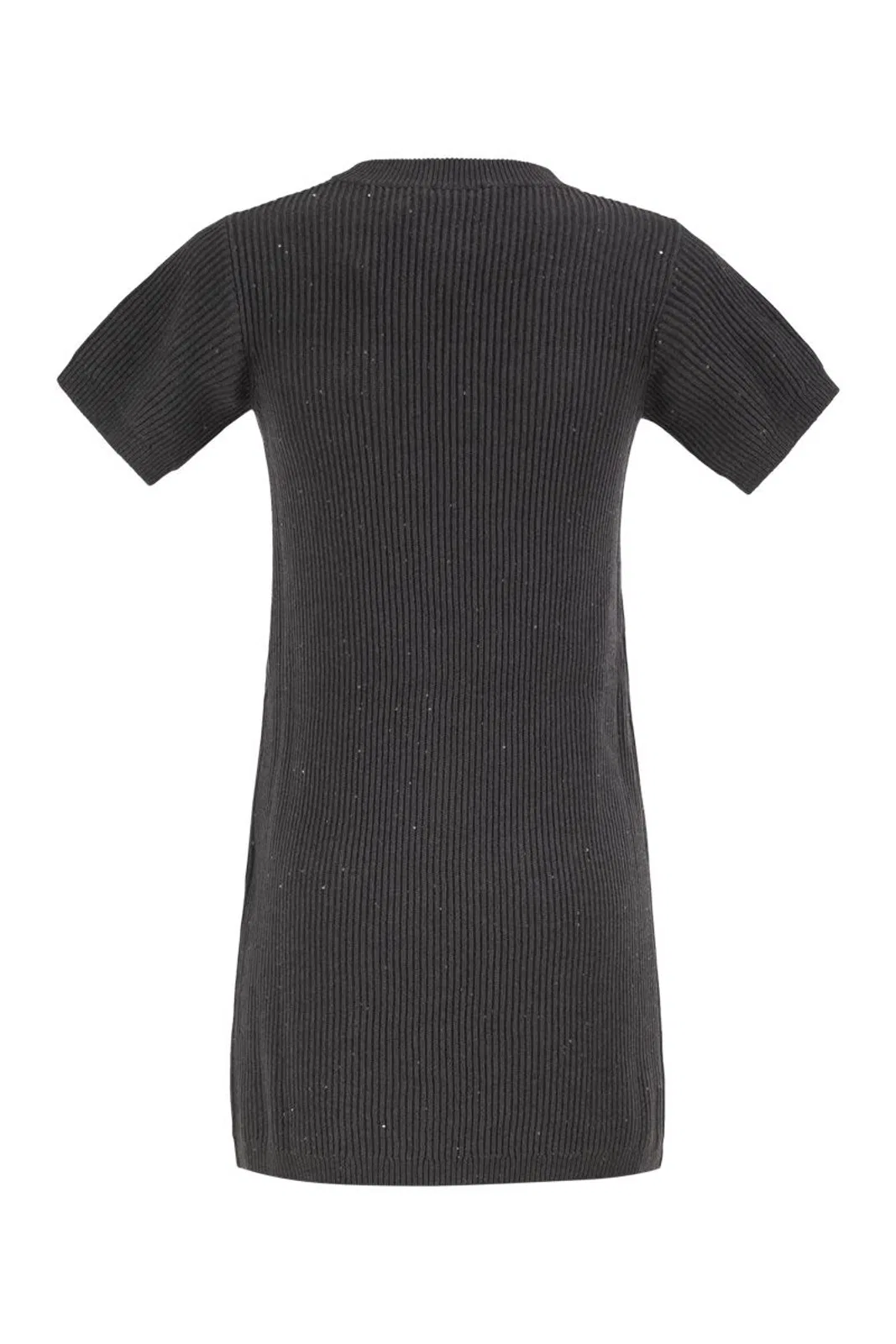 Brunello Cucinelli Ribbed Knit Dress With Sequins And Patch