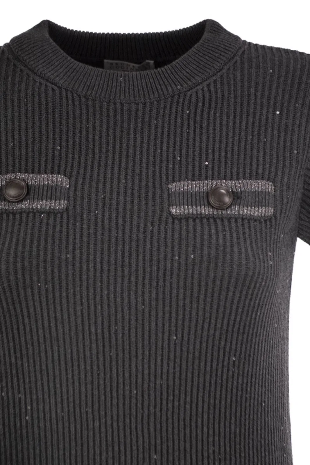 Brunello Cucinelli Ribbed Knit Dress With Sequins And Patch